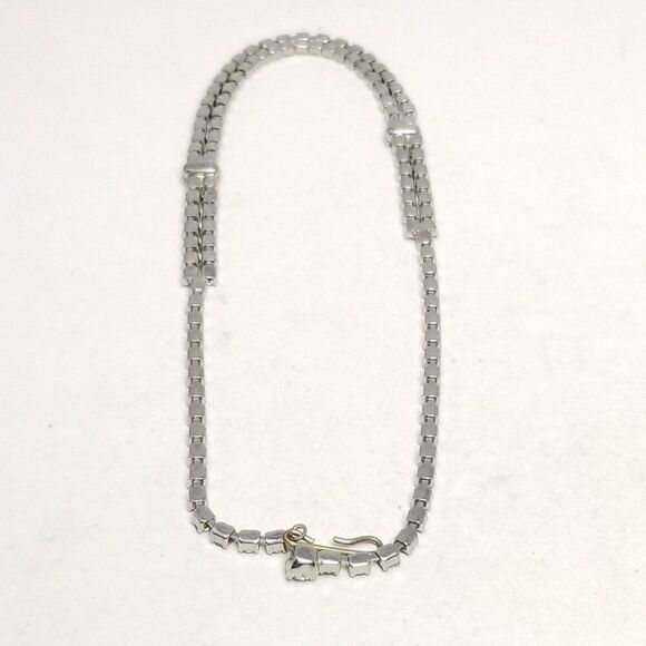 Vintage Rhinestone Collar Necklace, Silver Tone Prong Set, Hook Clasp Adjustable - Picture 2 of 5